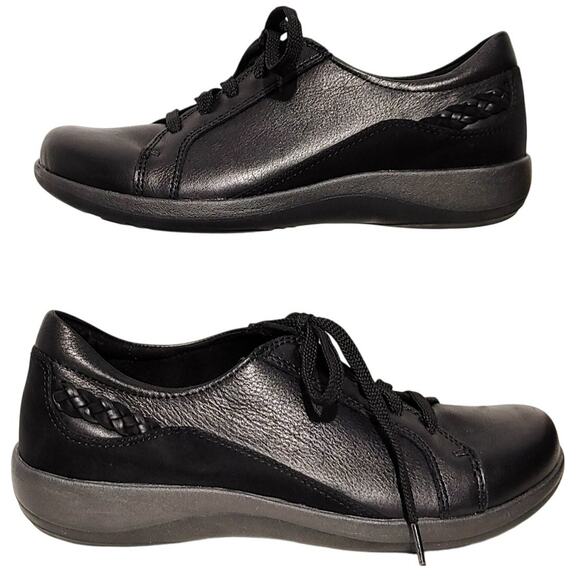 Aetrex Dana Orthopedic Lace Up Oxford Shoes Leather Black Womens US 8.5 - Picture 1 of 8